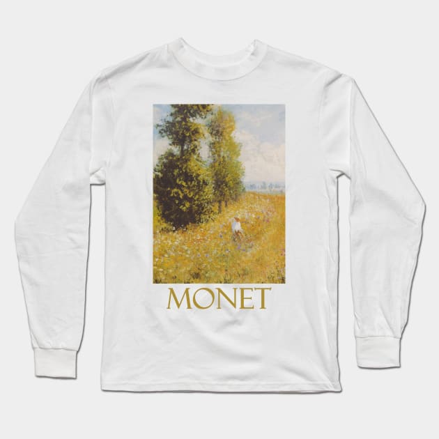 Paysage Pres de Giverny by Claude Monet Long Sleeve T-Shirt by Naves